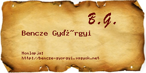 Bencze Györgyi névjegykártya