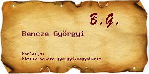 Bencze Györgyi névjegykártya